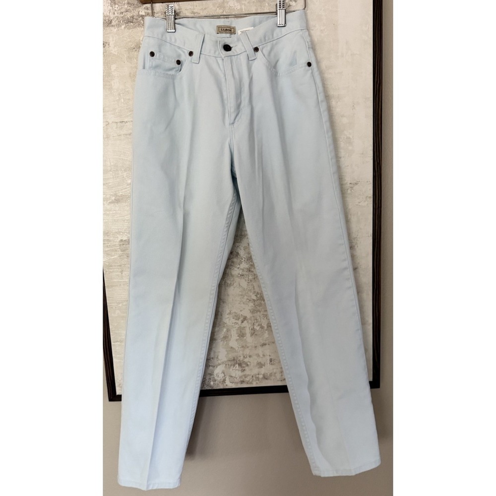 LL Bean Classic Fit Straight Leg Jeans Denim Pant Sz 4R Light Blue Solid Color